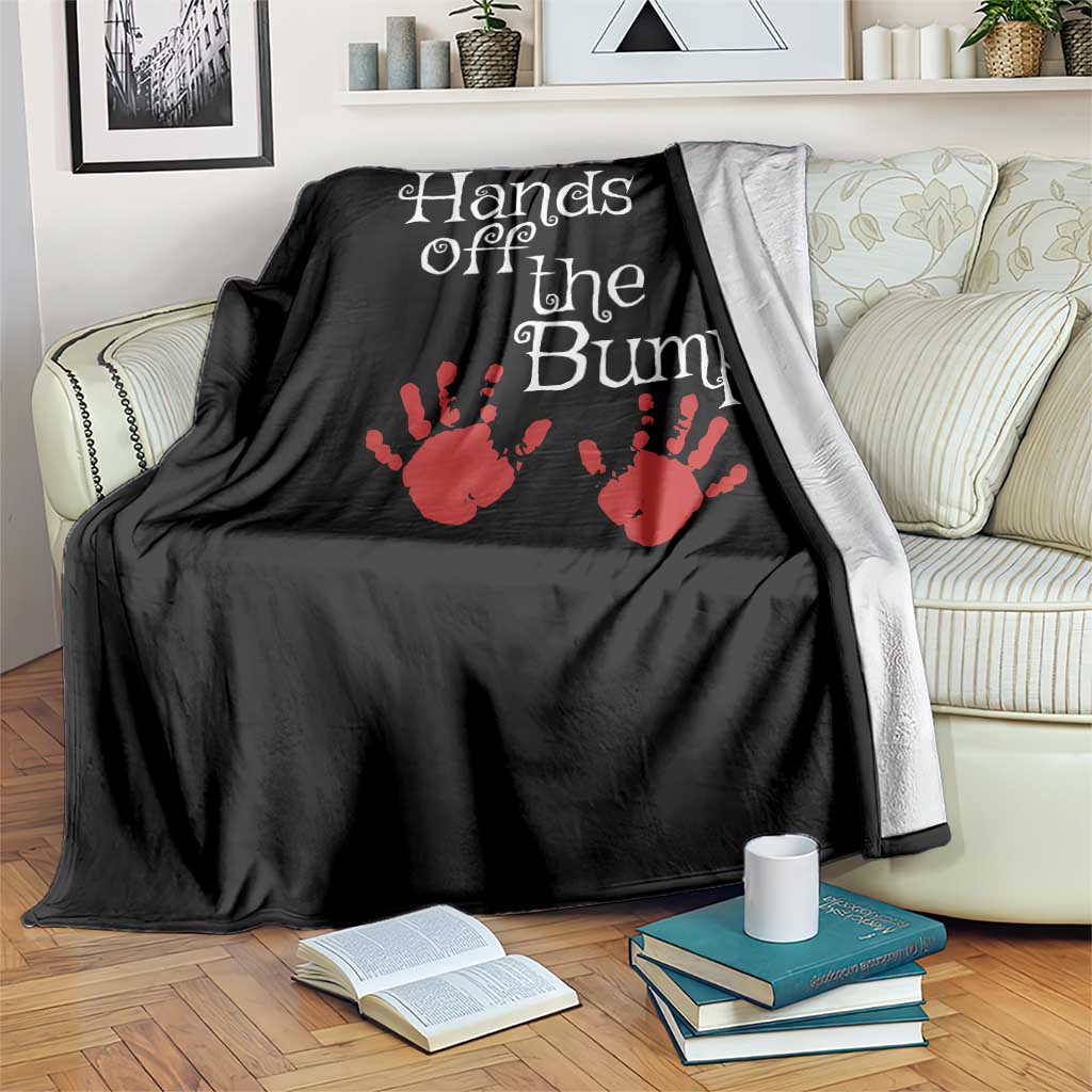 Pregnancy Announcement Throw Blanket Hands Off The Bump Halloween Pregnant Red Baby Handprint TS11 Print Your Wear