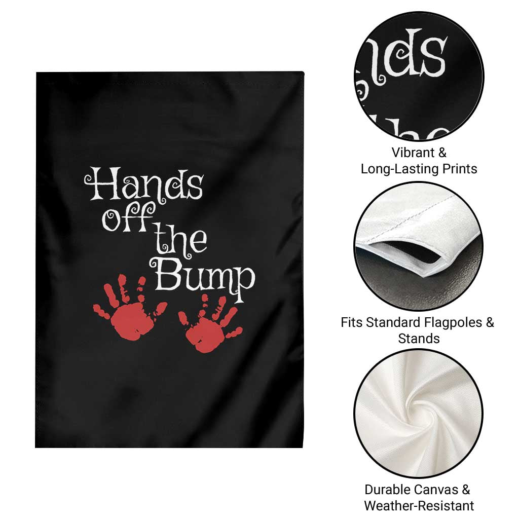 Pregnancy Announcement Garden Flag Hands Off The Bump Halloween Pregnant Red Baby Handprint TS11 Print Your Wear