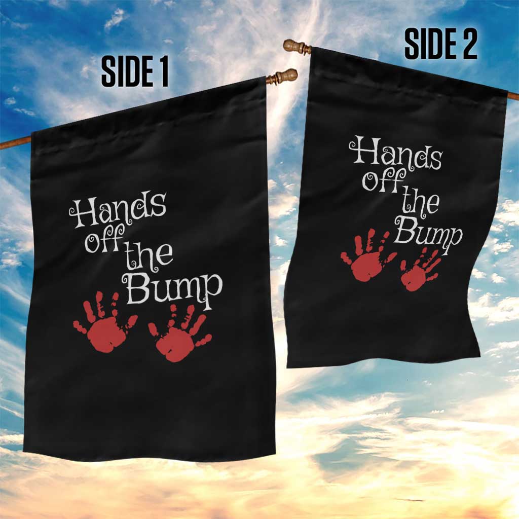 Pregnancy Announcement Garden Flag Hands Off The Bump Halloween Pregnant Red Baby Handprint TS11 Print Your Wear