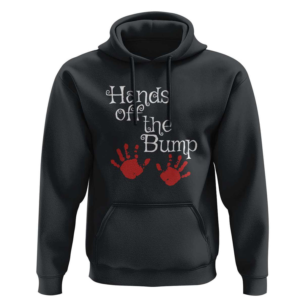 Pregnancy Announcement Hoodie Hands Off The Bump Halloween Pregnant Red Baby Handprint TS11 Black Print Your Wear