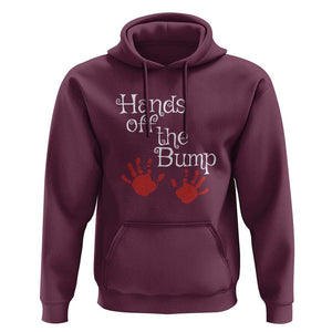 Pregnancy Announcement Hoodie Hands Off The Bump Halloween Pregnant Red Baby Handprint TS11 Maroon Print Your Wear