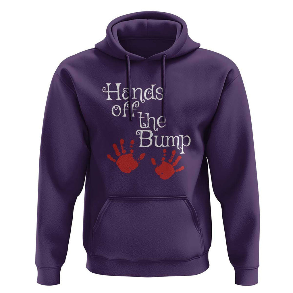 Pregnancy Announcement Hoodie Hands Off The Bump Halloween Pregnant Red Baby Handprint TS11 Purple Print Your Wear