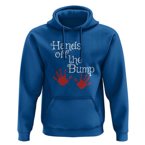 Pregnancy Announcement Hoodie Hands Off The Bump Halloween Pregnant Red Baby Handprint TS11 Royal Blue Print Your Wear