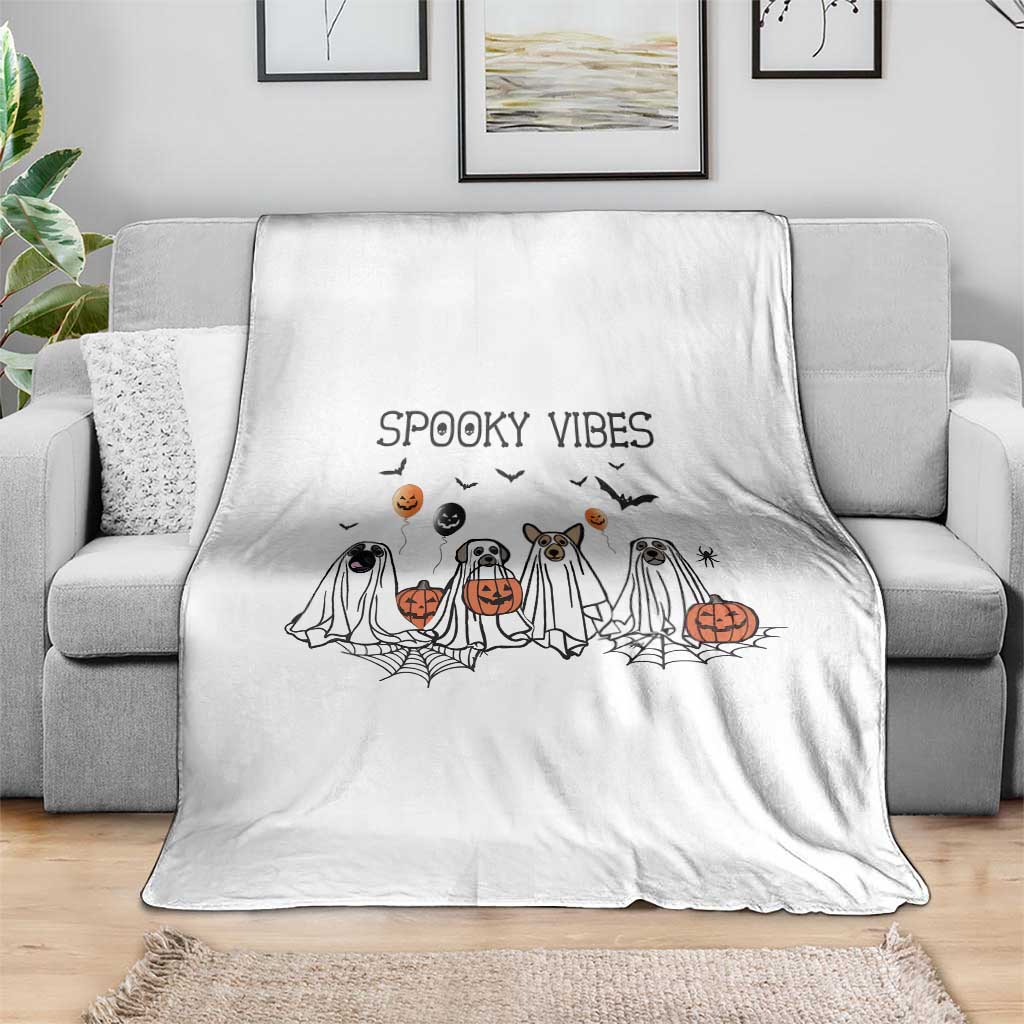 Halloween Throw Blanket Spooky Vibes Cute Dog Ghost Pumpkin TS11 Print Your Wear