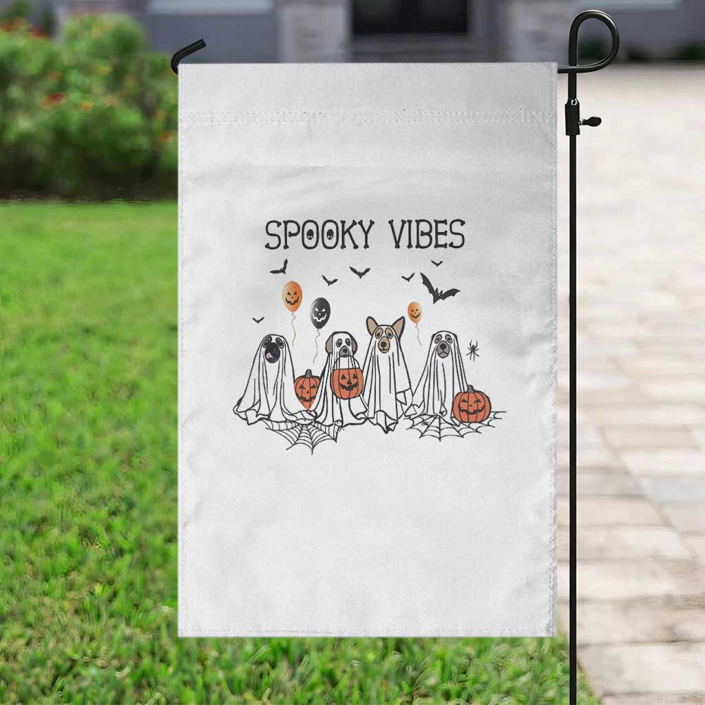 Halloween Garden Flag Spooky Vibes Cute Dog Ghost Pumpkin TS11 Print Your Wear