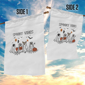 Halloween Garden Flag Spooky Vibes Cute Dog Ghost Pumpkin TS11 Print Your Wear
