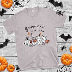 Halloween T Shirt Spooky Vibes Cute Dog Ghost Pumpkin TS11 Ice Gray Print Your Wear