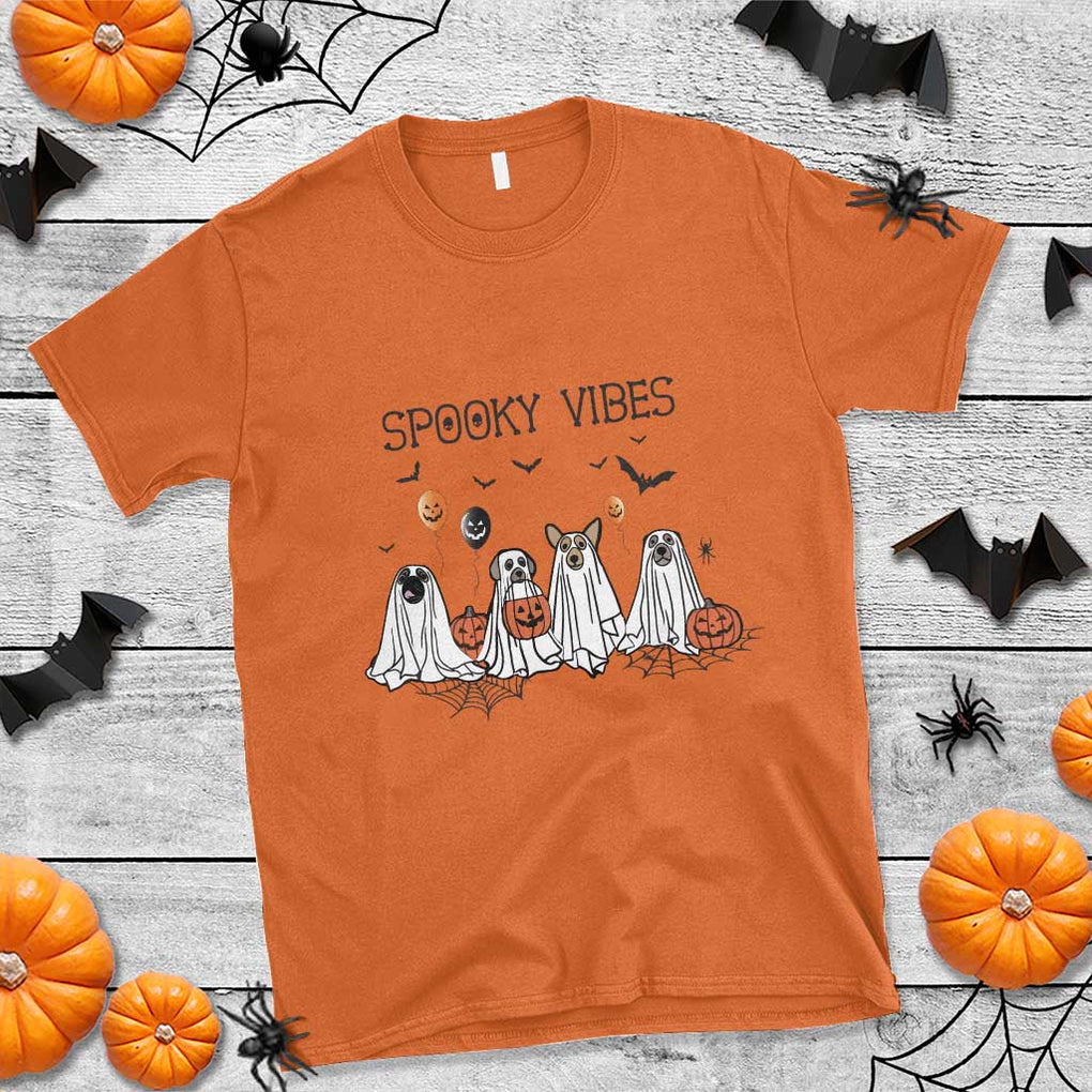 Halloween T Shirt Spooky Vibes Cute Dog Ghost Pumpkin TS11 Orange Print Your Wear