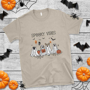 Halloween T Shirt Spooky Vibes Cute Dog Ghost Pumpkin TS11 Sand Print Your Wear