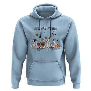 Halloween Hoodie Spooky Vibes Cute Dog Ghost Pumpkin TS11 Light Blue Print Your Wear