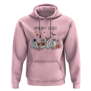 Halloween Hoodie Spooky Vibes Cute Dog Ghost Pumpkin TS11 Light Pink Print Your Wear
