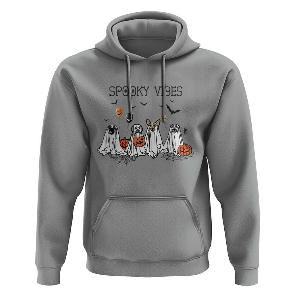 Halloween Hoodie Spooky Vibes Cute Dog Ghost Pumpkin TS11 Sport Gray Print Your Wear