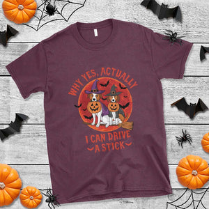 Funny Halloween Dog T Shirt Why Yes Actually I Can Drive A Stick Witch TS11 Maroon Print Your Wear
