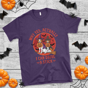 Funny Halloween Dog T Shirt Why Yes Actually I Can Drive A Stick Witch TS11 Purple Print Your Wear