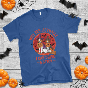 Funny Halloween Dog T Shirt Why Yes Actually I Can Drive A Stick Witch TS11 Royal Blue Print Your Wear
