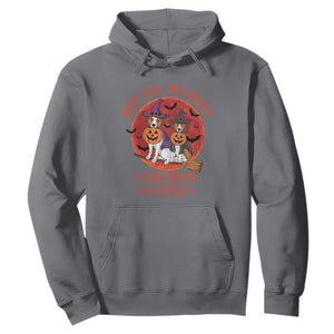Funny Halloween Dog Hoodie Why Yes Actually I Can Drive A Stick Witch TS11 Charcoal Print Your Wear