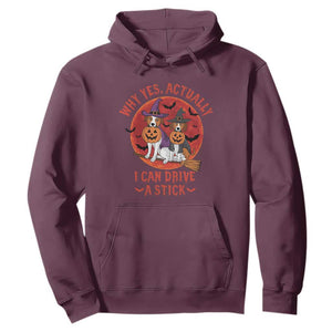 Funny Halloween Dog Hoodie Why Yes Actually I Can Drive A Stick Witch TS11 Maroon Print Your Wear
