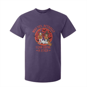 Funny Halloween Dog T Shirt For Kid Why Yes Actually I Can Drive A Stick Witch TS11 Purple Print Your Wear