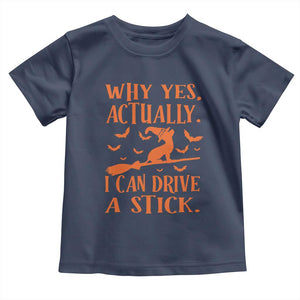 Halloween Dog Baby Shirt Why Yes Actually I Can Drive A Stick Witch TS11 Navy Print Your Wear