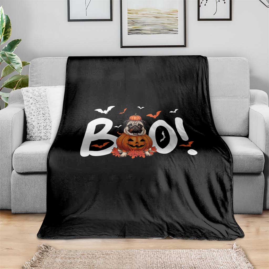 Funny French Bulldog Halloween Throw Blanket Boo Cute Dog Pumpkin Bat Maple Leaf Pet TS11 Print Your Wear