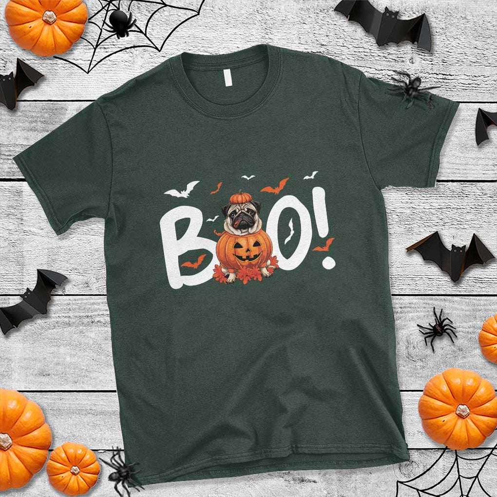 Funny French Bulldog Halloween T Shirt Boo Cute Dog Pumpkin Bat Maple Leaf Pet TS11 Dark Forest Green Print Your Wear