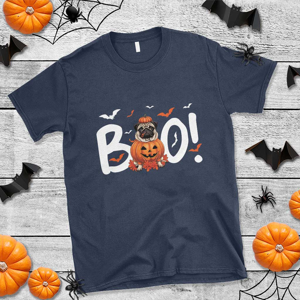 Funny French Bulldog Halloween T Shirt Boo Cute Dog Pumpkin Bat Maple Leaf Pet TS11 Navy Print Your Wear