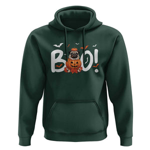 Funny French Bulldog Halloween Hoodie Boo Cute Dog Pumpkin Bat Maple Leaf Pet TS11 Dark Forest Green Print Your Wear