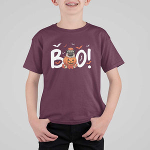 Funny French Bulldog Halloween T Shirt For Kid Boo Cute Dog Pumpkin Bat Maple Leaf Pet TS11 Maroon Print Your Wear