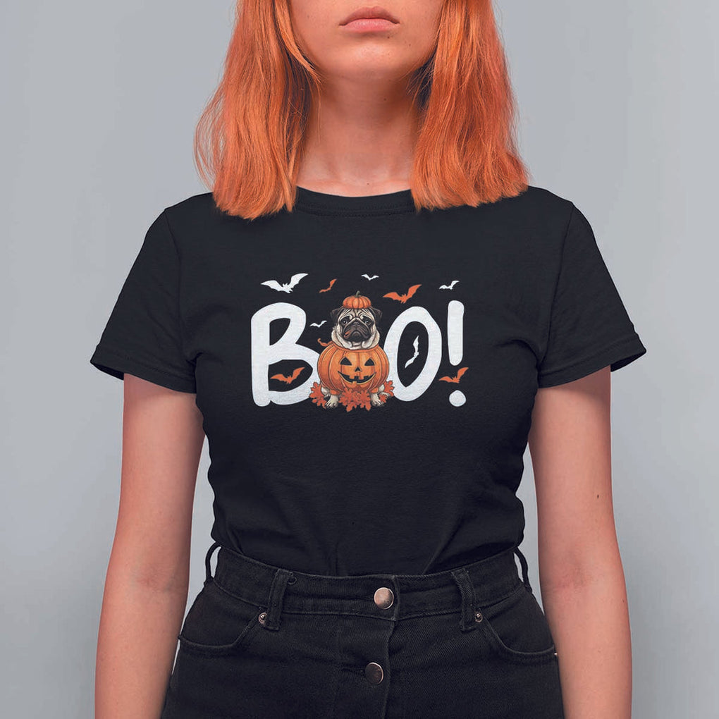 Funny French Bulldog Halloween T Shirt For Women Boo Cute Dog Pumpkin Bat Maple Leaf Pet TS11 Black Print Your Wear