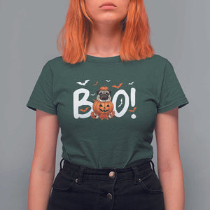 Funny French Bulldog Halloween T Shirt For Women Boo Cute Dog Pumpkin Bat Maple Leaf Pet TS11 Dark Forest Green Print Your Wear