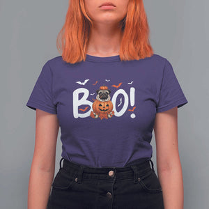 Funny French Bulldog Halloween T Shirt For Women Boo Cute Dog Pumpkin Bat Maple Leaf Pet TS11 Purple Print Your Wear