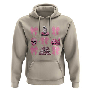 Halloween Hoodie Pink Bow Skull Haunted House Coquette Aesthetic TS11 Sand Print Your Wear