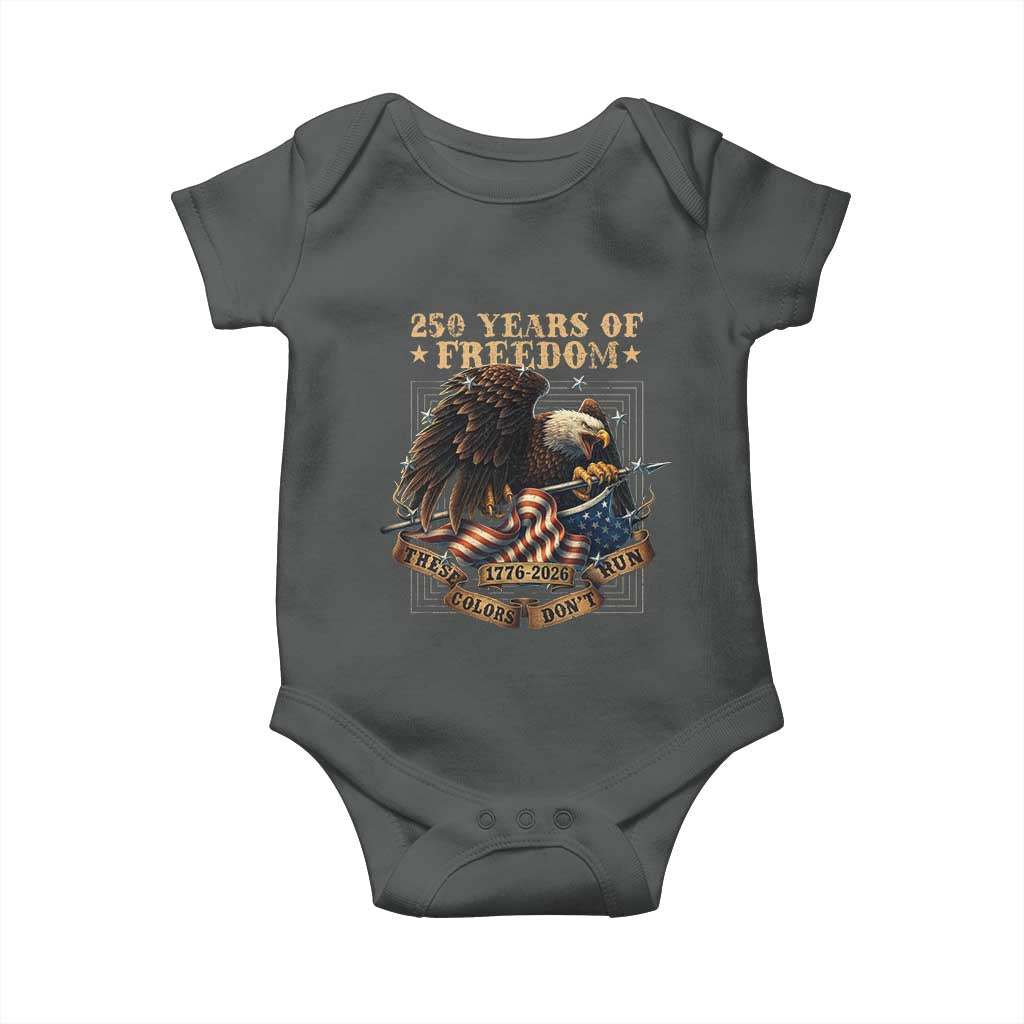 250th American Anniversary Baby Onesie 250 Years Of Freedom Independence American Flag TS11 Dark Heather Print Your Wear