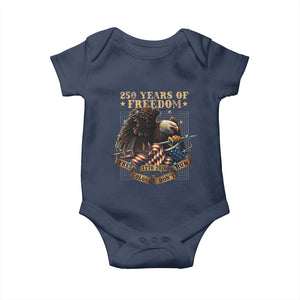 250th American Anniversary Baby Onesie 250 Years Of Freedom Independence American Flag TS11 Navy Print Your Wear