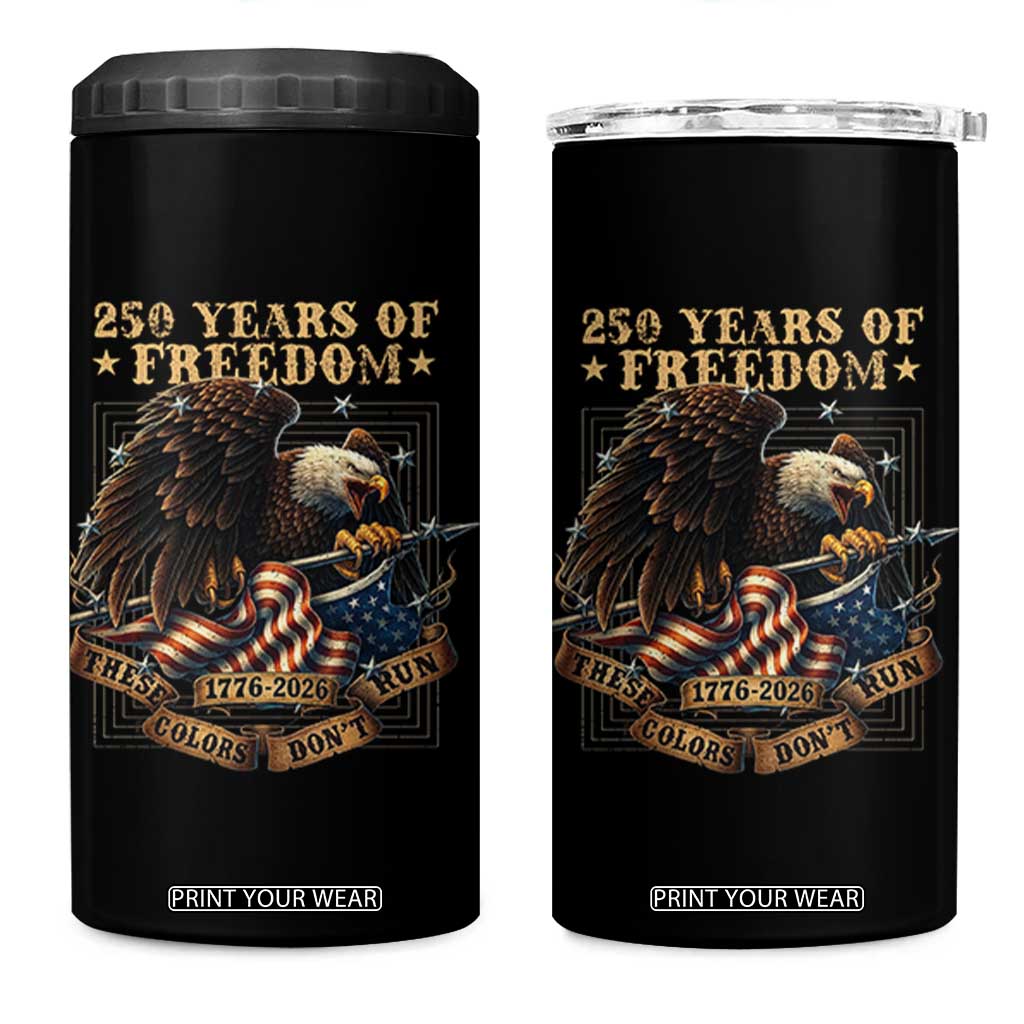 250th American Anniversary 4 in 1 Can Cooler Tumbler 250 Years Of Freedom Independence American Flag TS11 One Size: 16 oz Black Print Your Wear