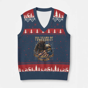 250th American Anniversary V-Neck Knit Sweater Vest 250 Years Of Freedom Independence American Flag TS11 Navy Red Print Your Wear