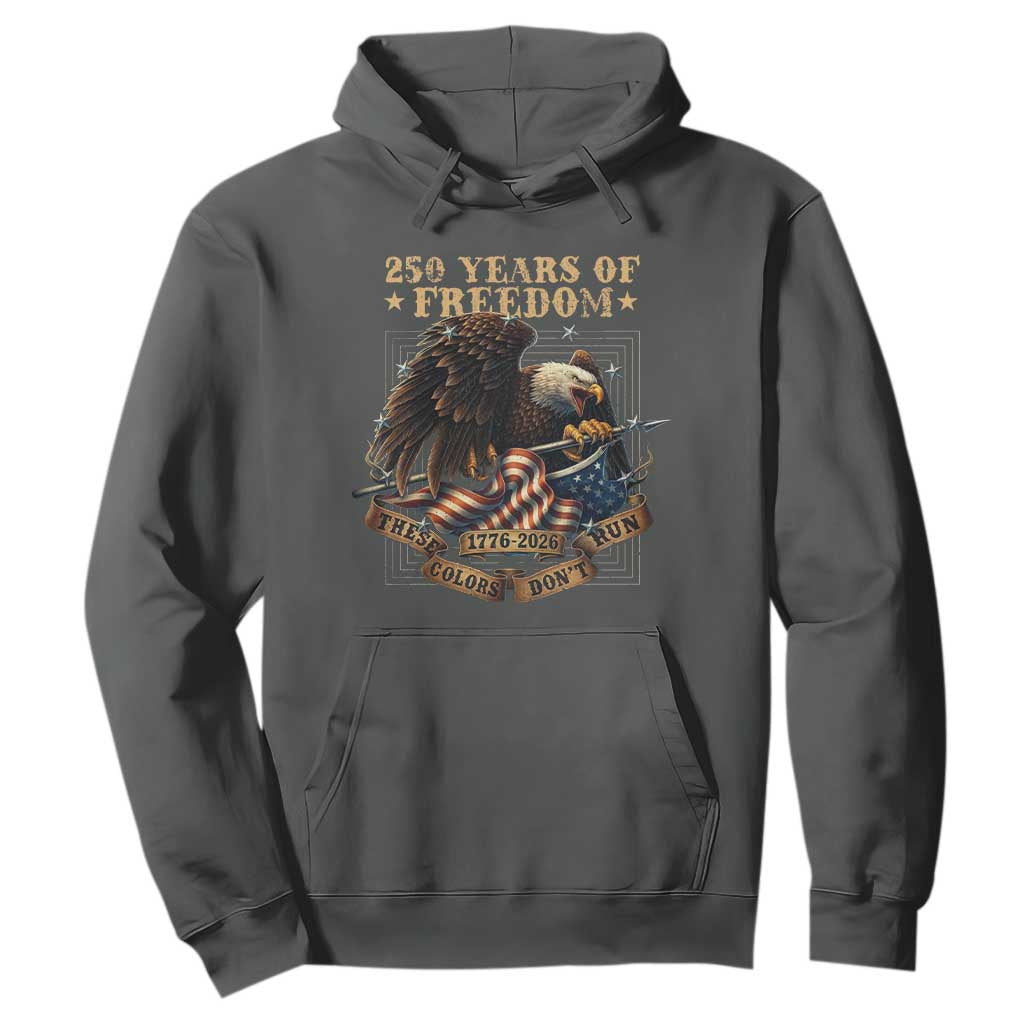 250th American Anniversary Hoodie 250 Years Of Freedom Independence American Flag TS11 Dark Heather Print Your Wear