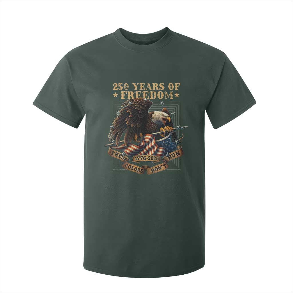 250th American Anniversary T Shirt For Kid 250 Years Of Freedom Independence American Flag TS11 Dark Forest Green Print Your Wear