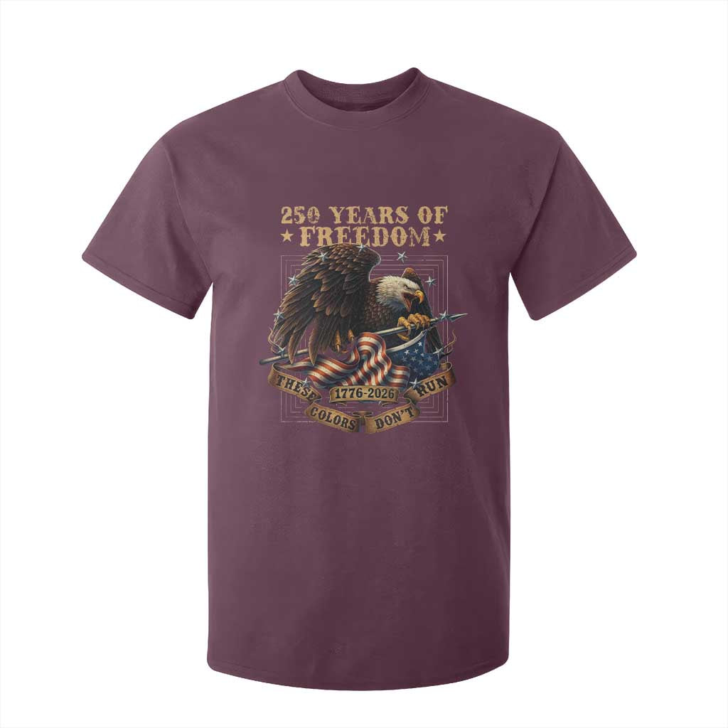 250th American Anniversary T Shirt For Kid 250 Years Of Freedom Independence American Flag TS11 Maroon Print Your Wear