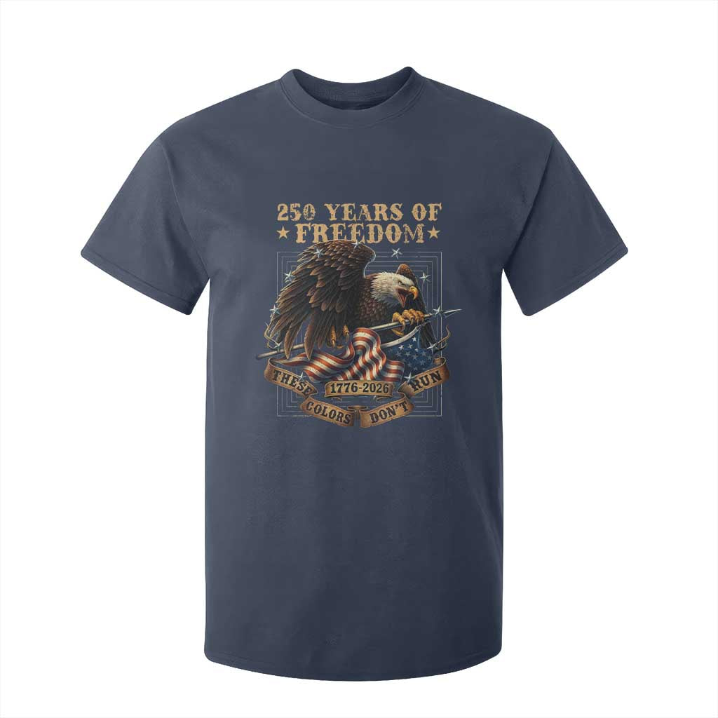 250th American Anniversary T Shirt For Kid 250 Years Of Freedom Independence American Flag TS11 Navy Print Your Wear