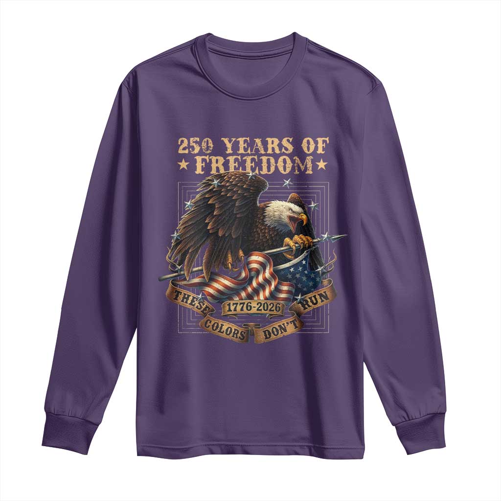250th American Anniversary Long Sleeve Shirt 250 Years Of Freedom Independence American Flag TS11 Purple Print Your Wear