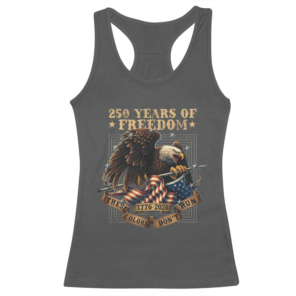 250th American Anniversary Racerback Tank Top 250 Years Of Freedom Independence American Flag TS11 Dark Heather Print Your Wear