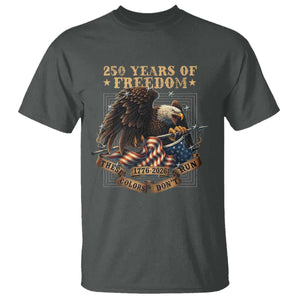 250th American Anniversary T Shirt 250 Years Of Freedom Independence American Flag TS11 Dark Heather Print Your Wear