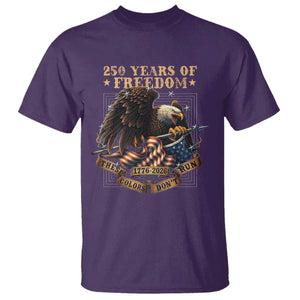 250th American Anniversary T Shirt 250 Years Of Freedom Independence American Flag TS11 Purple Print Your Wear