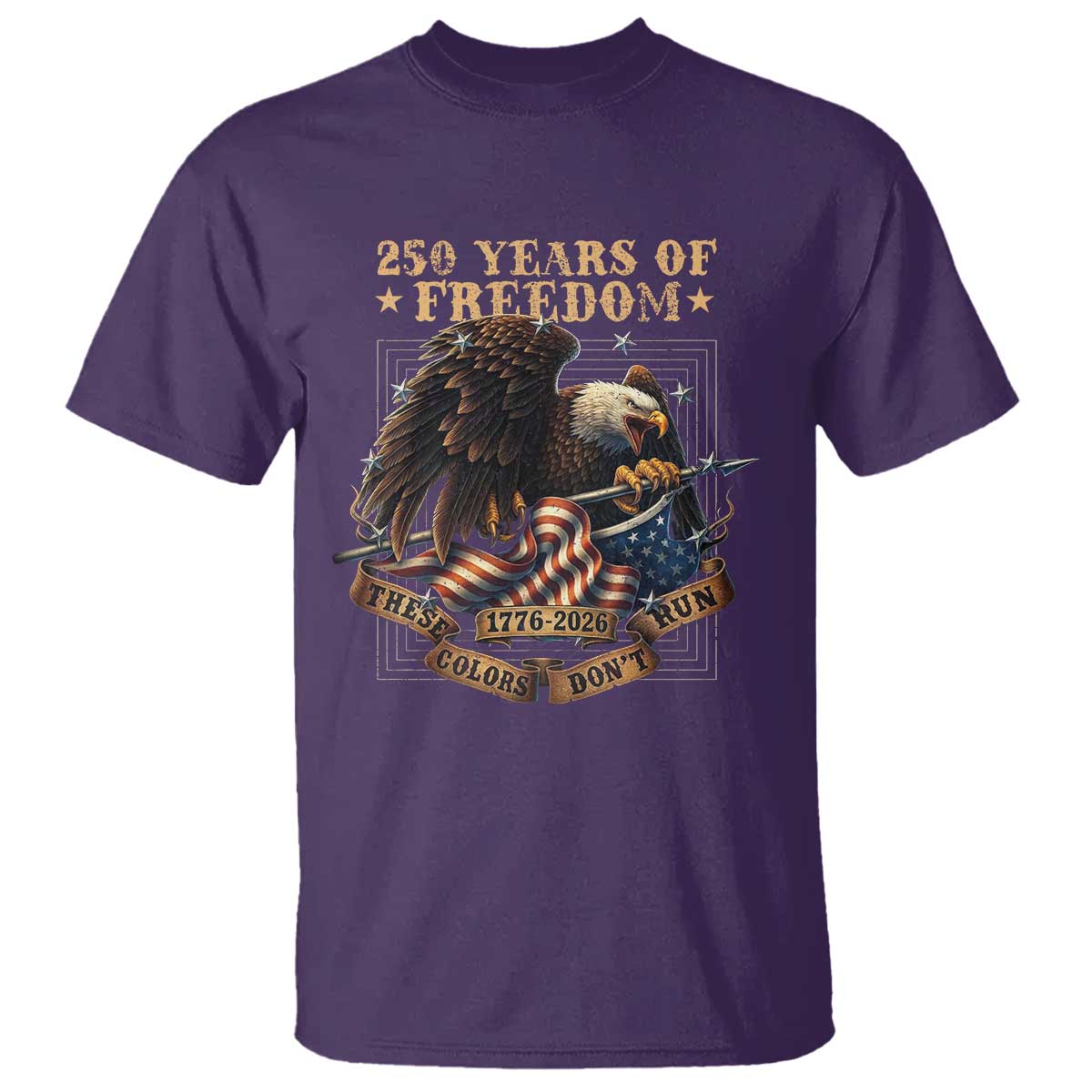 250th American Anniversary T Shirt 250 Years Of Freedom Independence American Flag TS11 Purple Print Your Wear