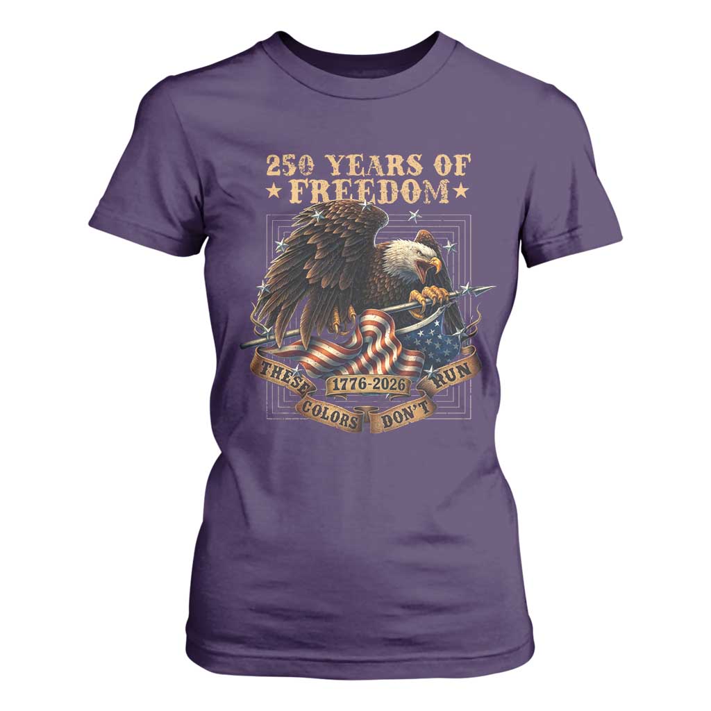 250th American Anniversary T Shirt For Women 250 Years Of Freedom Independence American Flag TS11 Purple Print Your Wear