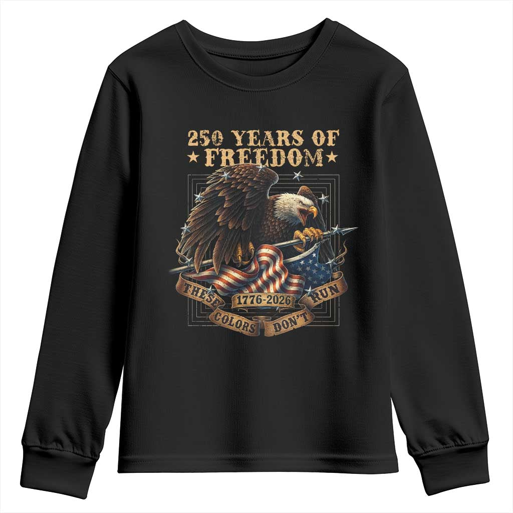 250th American Anniversary Youth Sweatshirt 250 Years Of Freedom Independence American Flag TS11 Black Print Your Wear