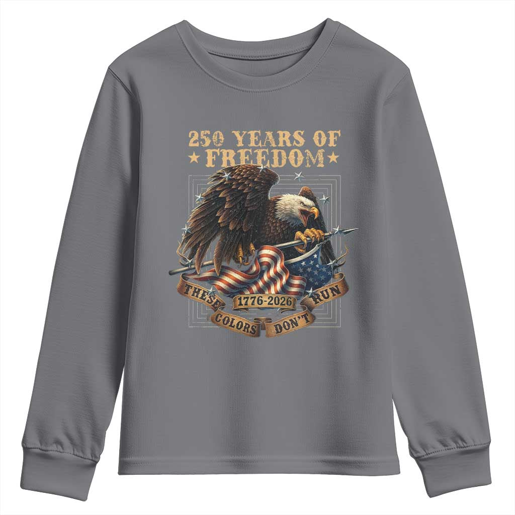 250th American Anniversary Youth Sweatshirt 250 Years Of Freedom Independence American Flag TS11 Charcoal Print Your Wear