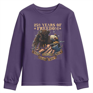 250th American Anniversary Youth Sweatshirt 250 Years Of Freedom Independence American Flag TS11 Purple Print Your Wear