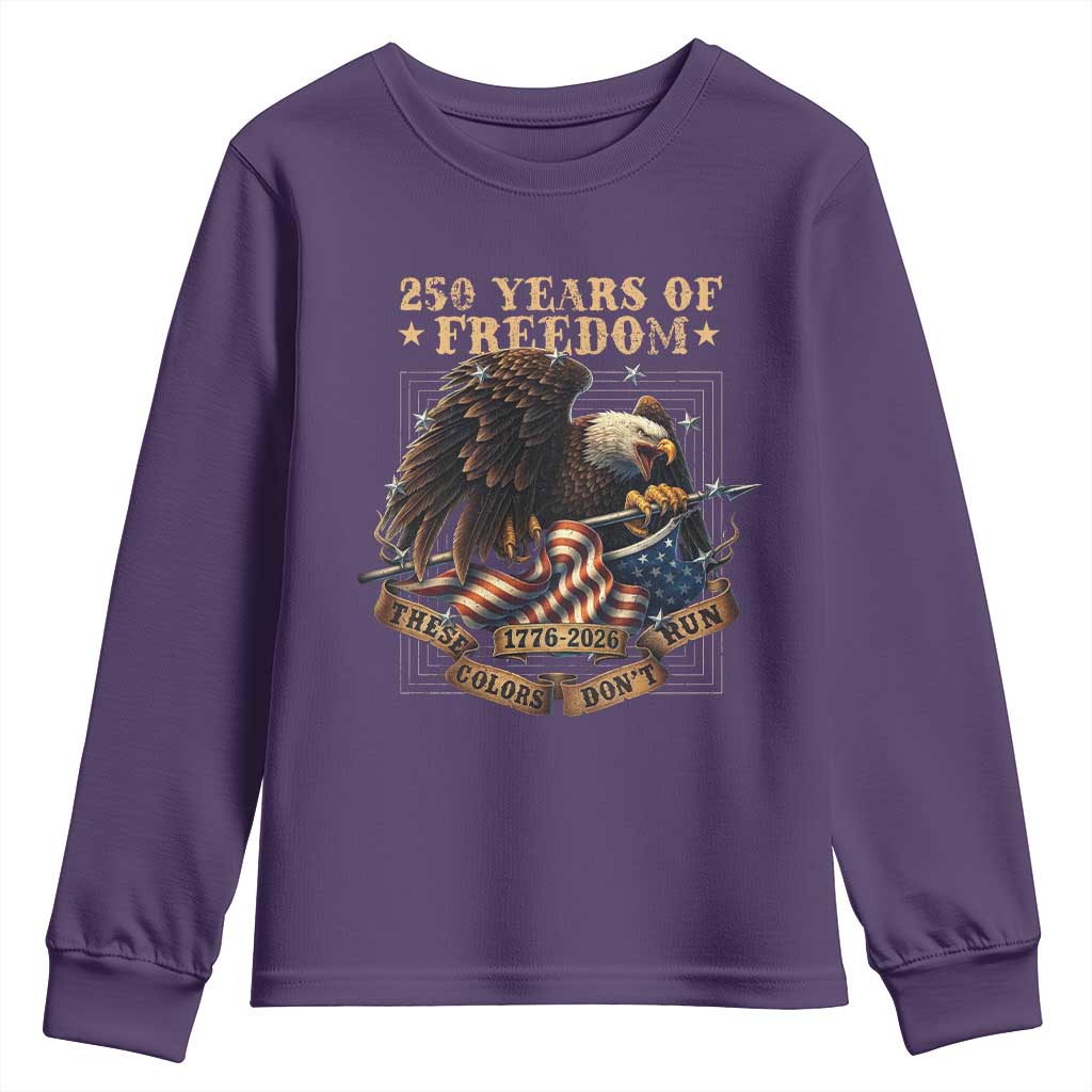 250th American Anniversary Youth Sweatshirt 250 Years Of Freedom Independence American Flag TS11 Purple Print Your Wear